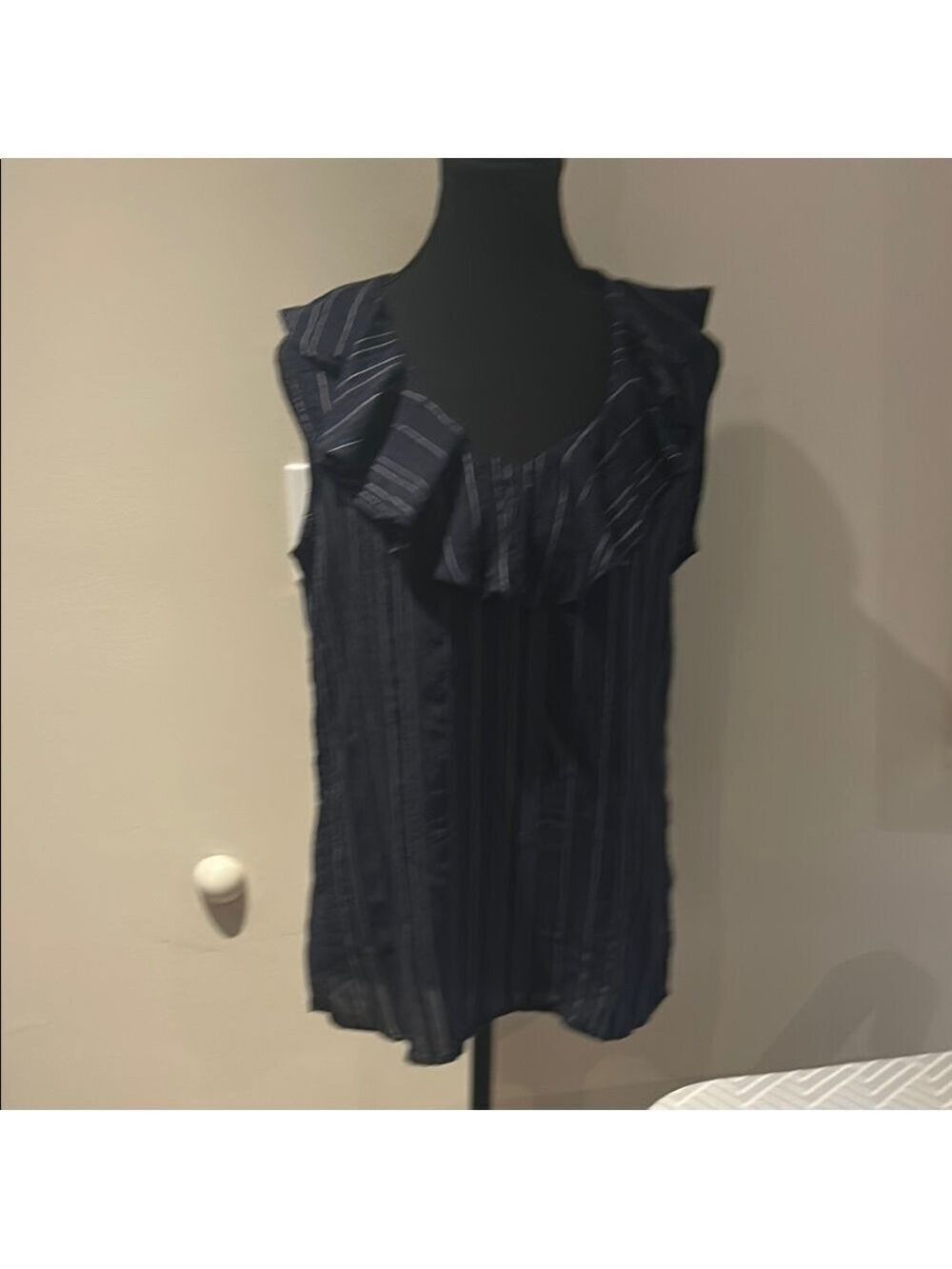 Banana Republic Black Ruffled Bib Collar Blouse
